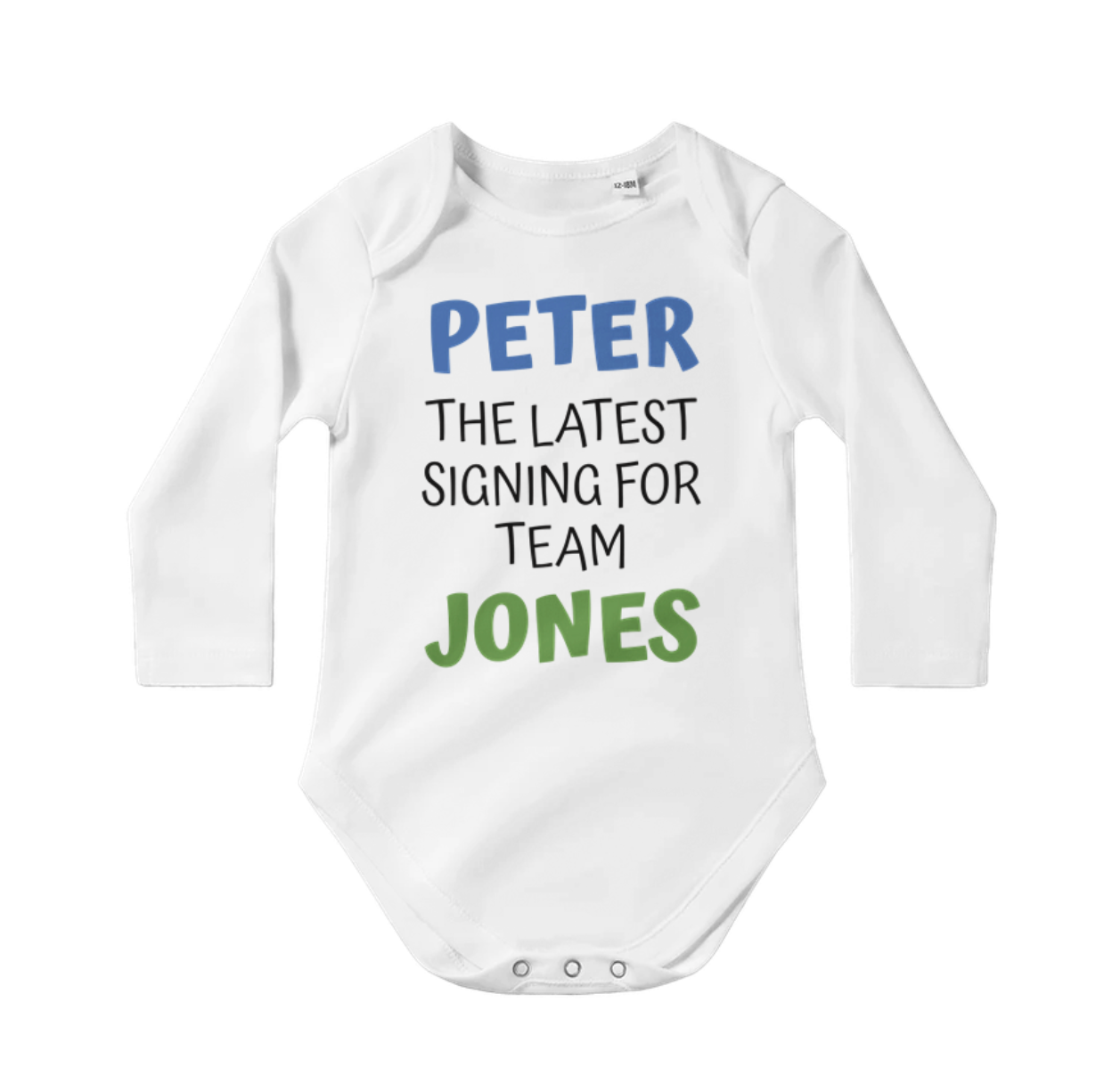 Personalized Custom Classic Baby Long Sleeve Bodysuit White