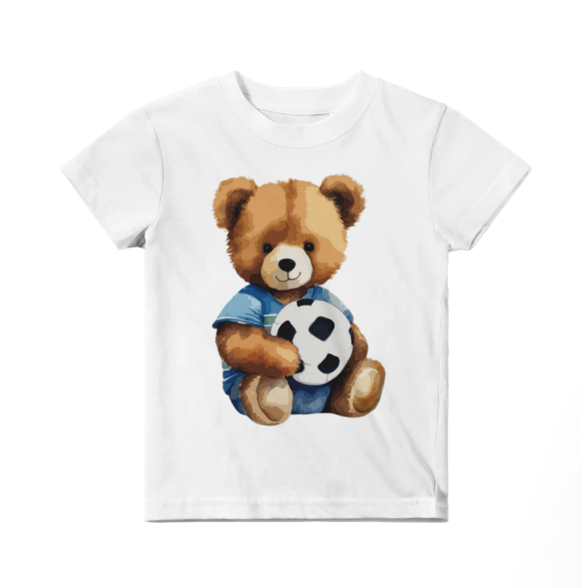 Cute Teddy Bear Football T-Shirt for Kids – 100% Cotton Comfort